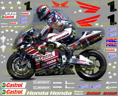 Complete Castrol honda VTR1000 Race Decal Lit 2002 Style